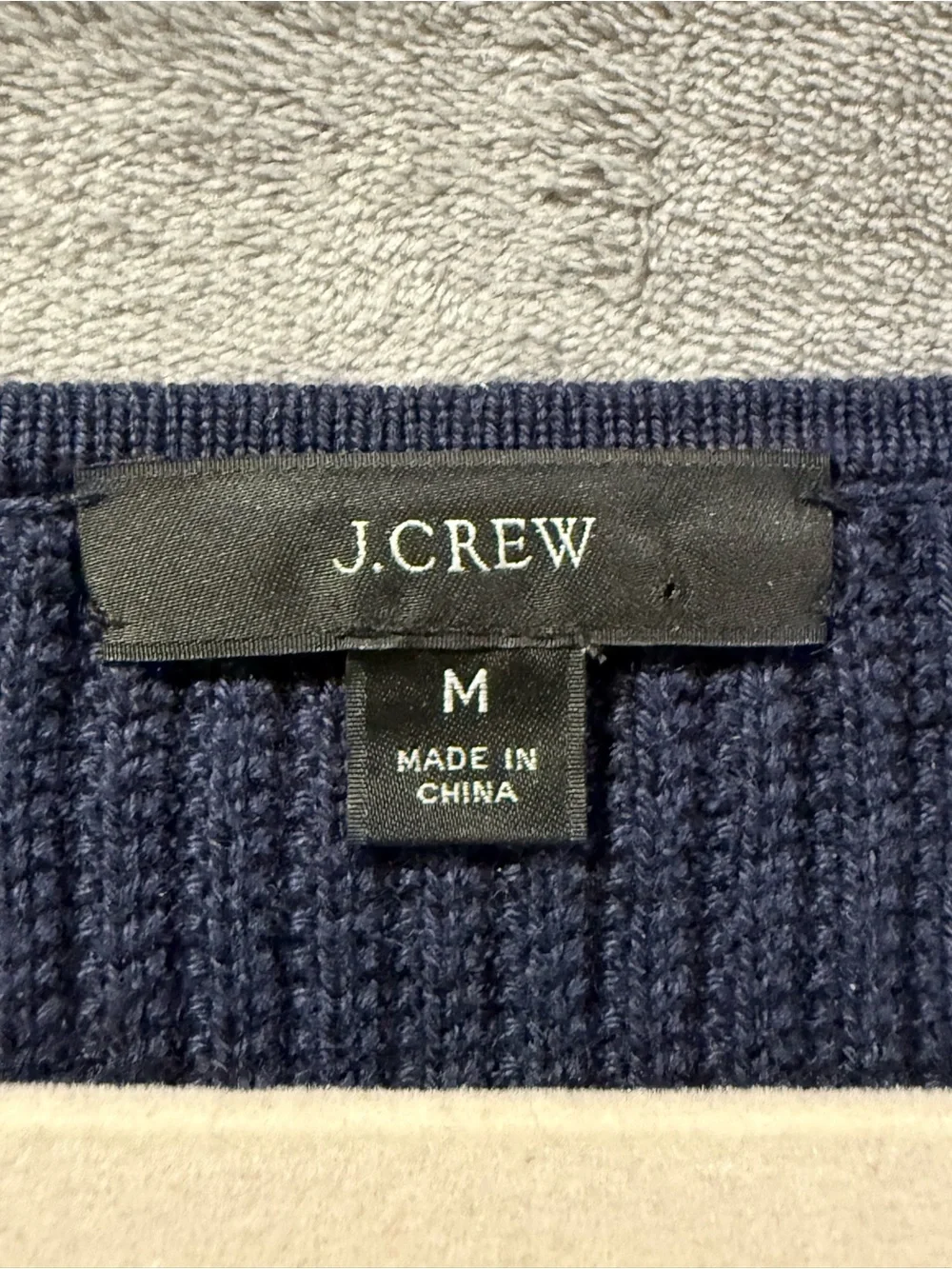 J. Crew Cashmere Blend Ribbed Scoop Neck Puff Sleeve Navy Sweater Top‎ Size M